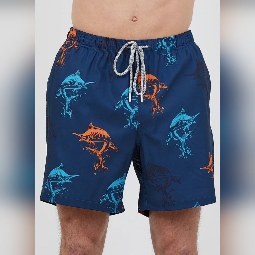 Rainforest Men's Catch Quick Dry Swim Trunks, Swordfish Navy Bering Sea